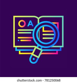 Unique linear icon Search of knowledge. Online education, e-learning. Modern outline icons for mobile application