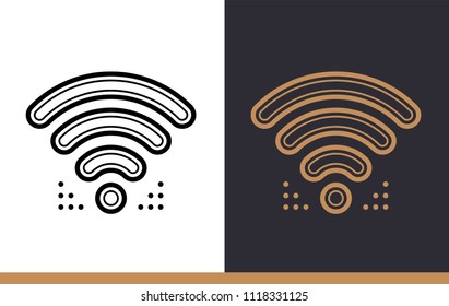 Unique linear icon of Wi-fi spot. Cloud computing and internet technology icon. Suitable for presentation, mobile apps, website, interfaces and print