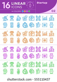 Unique linear icons with different color for banners, website and other types of new business design 