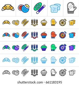 Unique linear icons with different color for banners and other types of new business design