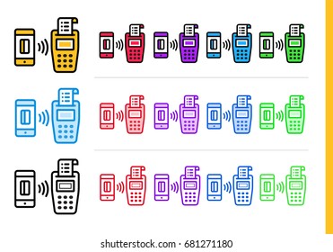 Unique linear icons POS TERMINAL of finance, banking. Modern outline icons for mobile application