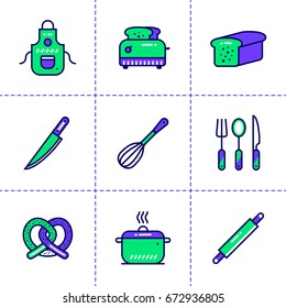 Unique linear icons set of bakery, cooking. High quality modern icons suitable for info graphics, print media and interfaces