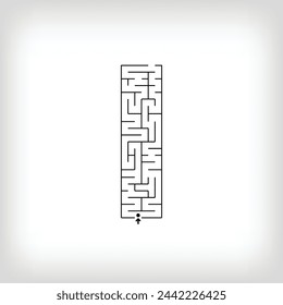 Unique linear letter I maze puzzle. Confusing game and educational activity set.