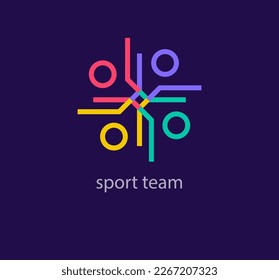 Unique linear sport people logo. Modern color transitions. Sport event cycle logo template. vector.