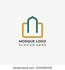 Unique Lineart Mosque Logo Design with a Simple Box Concept