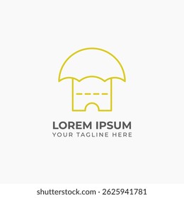Unique lineart umbrella and ticket logo, suitable for travel protection and safe travel