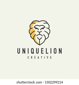 unique lion head logo outline - vector illustration on a bright background
