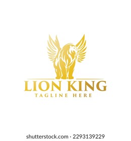unique lion king gold logo illustration 
