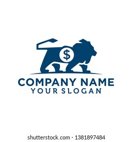 unique lion logo illustration with dollar sign
