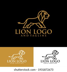 unique lion logo illustration, Lion logo vector. Lion line art logo inspiration.