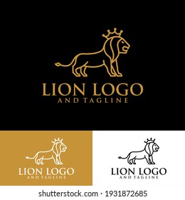 unique lion logo illustration, Lion logo vector. Lion line art logo inspiration.