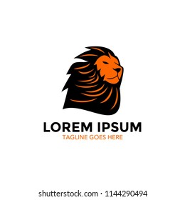 Unique lion logo mascot template. vector. editable. simple shape. minimalist color. memorable