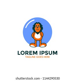 Unique lion logo mascot template. vector. editable. simple shape. minimalist color. memorable