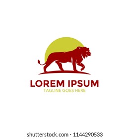 Unique lion logo mascot template. vector. editable. simple shape. minimalist color. memorable