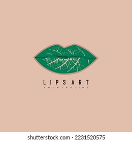 
Unique Lips Art Leaf Logo