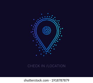 Unique location, map pin icon, made of multiple dots, Modern signs, dotted symbols collection, exclusive icon for websites, Campaign, logo design, mobile app, infographics