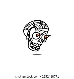 unique logo about palm, sunshine on the skull, can be useon all media because made with high resolution