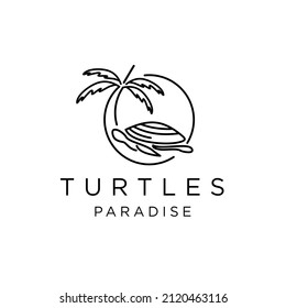 unique logo about turtle and palm tree