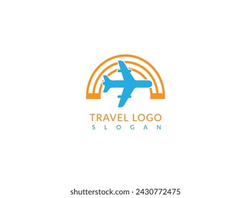 A unique logo with a airplane in a circular design, symbolizing the brand's commitment to exploring new horizons. Vector illustration.