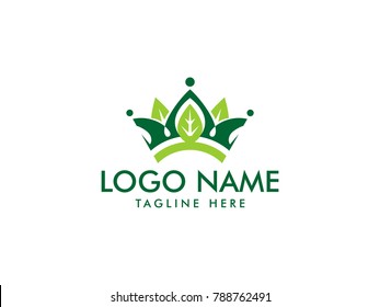 Unique logo with arrange a leaf forming a crown. Suitable for beauty and nature.