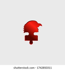 un logotipo único con una mezcla de formas de rompecabezas y una cabeza de águila adecuada para las necesidades del logotipo de un icono de la empresa incluso para su empresa