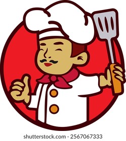 Unique logo with a chef mascot for a restaurant