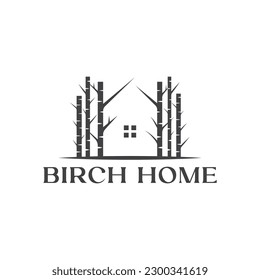 Unique logo combination of birch tree and house. It is suitable for use as a logo for housing, lodging or something else.