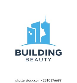 Unique logo combination of building and woman. It is suitable for use as building logos.