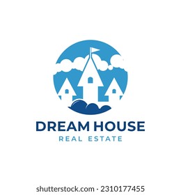 Unique logo combination of cloud and castle. It is suitable for use for housing logos.