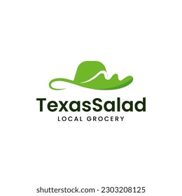 Unique logo combination of cowboy hat and lettuce leaves.