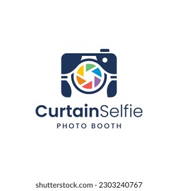 Unique logo combination of curtain and camera. It is suitable for use for photography logos.