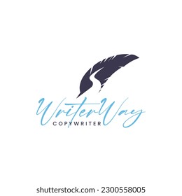 Unique logo combination of feather and road. It is suitable for copy writer or publisher logos.