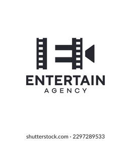 Unique logo combination of film strip, letter E and camera. It is suitable for companies engaged in the film industry.