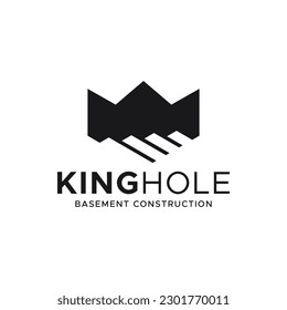 Unique logo combination of ladder and crown. The logo will be very suitable for use as a logo for underground construction contractors.