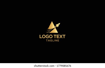 Unique Logo combination from letter A with rocket logo design concept	