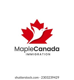 Unique logo combination of maple leaf and bird. This logo is very suitable for use for immigration offices in Canada.