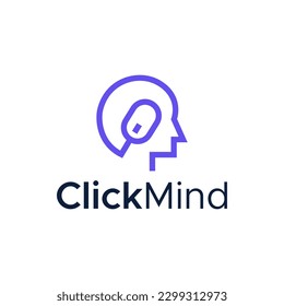 Unique logo combination of mouse and person. Perfect for digital recruiting companies.