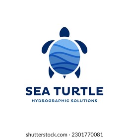 Unique logo combination of sea water and turtle. It is suitable for use as a marine mapping logo.