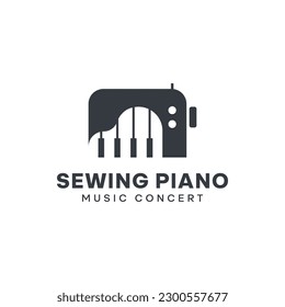 Unique logo combination of sewing machine and piano.