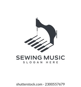 Unique logo combination of sewing machine and piano.
