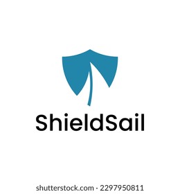 Unique logo combination of shield and sail. It is suitable for maritime security logo.