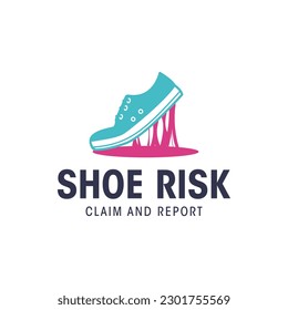 Unique logo combination of shoes stepping on gum. It is suitable for use as an insurance logo. svg