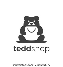 Unique logo combination of teddy bear and shopping bag. It is suitable for use as a shopping logo.