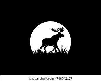 Unique logo with combining moose and moon silhouette. Silhouette moose looks beautiful in the moonlight on a dark night.
Suitable for any industry.