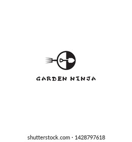 Unique logo concept with ninja and garden tools for farm company