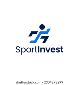 The unique logo depicts rising graphics and people running. It is suitable for sports investment logos.