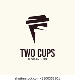 The unique logo depicts two cups stacked on top of each other. It is suitable for use as a drink logo or the like.