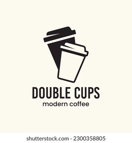 The unique logo depicts two cups stacked on top of each other. It is suitable for use as a drink logo or the like.