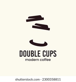 The unique logo depicts two cups stacked on top of each other. It is suitable for use as a drink logo or the like.