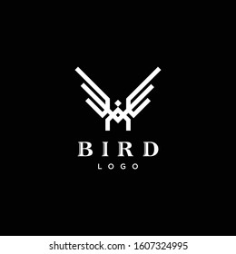 Unique logo design of bird and wings with black background - EPS10 - Vector.